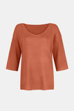 MQTIME  -  V-Neck Three-Quarter Sleeve Knit Top
