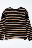 MQTIME  -  Stripe Drop Shoulder Round Neck Sweater