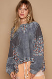 MQTIME  -  POL Floral Patchwork Round Neck Knit Top