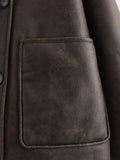 MQTIME  -   Collared Neck Long Sleeve Plush Jacket