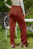 MQTIME  -  Velvet Wide Leg Pants with Pockets