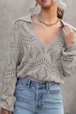 MQTIME  -  Hollow Out Johnny Collar Sweater