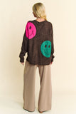 MQTIME  -    Contrast Smile Round Neck Oversize Sweater
