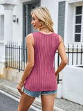 MQTIME  -  Ribbed Solid Color V-Neck Tank