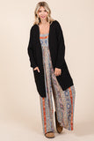 MQTIME  -   Mittoshop Open Front Long Sleeve Longline Cardigan