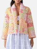 MQTIME  -  Printed Patchwork Open Front Cardigan with Pockets