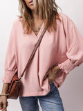 MQTIME  -  Johnny Collar Three-Quarter Sleeve Blouse