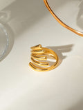 MQTIME  -   Stainless Steel Irregular Lines Open Ring