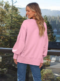 MQTIME  -  Slit Round Neck Long Sleeve Sweatshirt