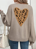 MQTIME  -   Perfee Tied Contrast Heart V-Neck Long Sleeve Cardigan