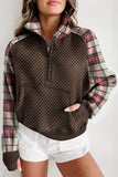MQTIME  -   Plaid Half Zip Long Sleeve Sweatshirt