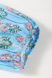 MQTIME  -  Smocked Floral Print Tie Neck Blouse