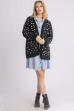 MQTIME  -  Umgee Polka Dot Open Front Drop Shoulder Cardigan