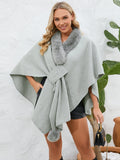 MQTIME  -  Fuzzy Trim Open Front Poncho