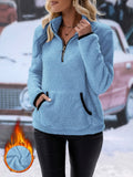 MQTIME  -  Half Zip Long Sleeve Furry Sweatshirt