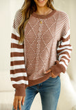 MQTIME  -  Striped Round Neck Dropped Shoulder Sweater