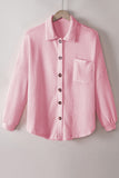 MQTIME  -   Waffle-Knit Collared Neck Long Sleeve Shirt
