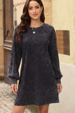 MQTIME  -  Leopard Round Neck Long Sleeve Dress