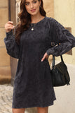 MQTIME  -  Leopard Round Neck Long Sleeve Dress