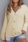 MQTIME  -  Openwork V-Neck Button Up Cardigan
