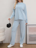 MQTIME  -  Mock Neck Long Sleeve Top and Pants Sweater Set