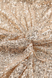 MQTIME  -  Sequin Knot Round Neck Long Sleeve Mini Dress