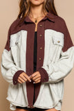 MQTIME  -  Pocketed Contrast Collared Neck Jacket