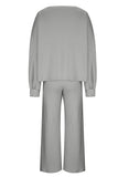 MQTIME  -  Round Neck Long Sleeve Top and Pants Set