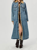 MQTIME  -  Pocketed Button Up Denim Jacket with Fur Lining
