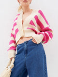 MQTIME  -  Striped Button Down Drop Shoulder Cardigan