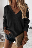 MQTIME  -  V-Neck Dropped Shoulder Sweater