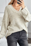 MQTIME  -  V-Neck Dropped Shoulder Sweater