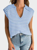 MQTIME  -   Collared Neck Striped Sweater Vest