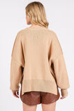 MQTIME  -  Mittoshop Side Slit Round Neck Drop Shoulder Sweater
