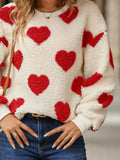 MQTIME  -  Fuzzy Heart Dropped Shoulder Sweatshirt