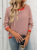 MQTIME  -   Striped Round Neck Long Sleeve Sweater