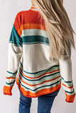 MQTIME  -  Contrast Striped Turtleneck Dropped Shoulder Sweater