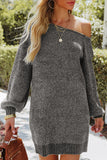 MQTIME  -  Neck Long Sleeve Sweater Dress