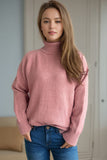 MQTIME  -  Ribbed Turtleneck Raglan Sleeve Sweater