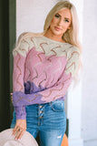 MQTIME  -  Color Block Hollow Boat Neck Sweater