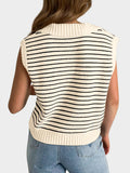 MQTIME  -   Collared Neck Striped Sweater Vest