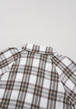 MQTIME  -  Full Size Plaid Collared Neck Balloon Sleeve Mini Shirt Dress