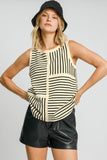 MQTIME  -  Umgee Round Neck Texture Striped Tank