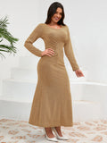 MQTIME  -   Round Neck Long Sleeve Dress