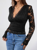 MQTIME  -   Perfee V-Neck Long Sleeve Lace Top