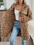 MQTIME  -  Leopard Button Up Long Sleeve Fuzzy Coat
