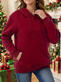 MQTIME  -  Drawstring Long Sleeve Hoodie with Kangaroo Pocket