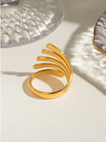 MQTIME  -   Stainless Steel Irregular Lines Open Ring