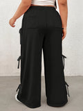 MQTIME  -  Plus Size Bow Elastic Waist Wide Leg Pants