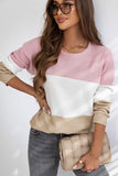 MQTIME  -   Color Block Waffle Knit Long Sleeve Top